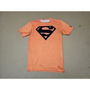 Under Armour Shirt Mens Large Orange Superman Alter Ego Compression Gym Tee